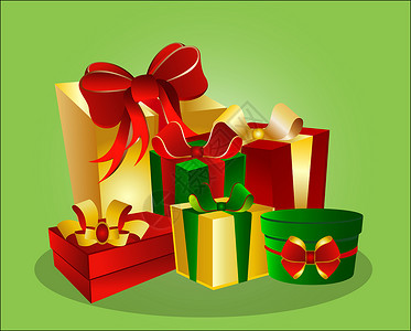 彩色礼品盒盒子阴影礼物盒丝带插图墙纸礼物生日背景图片