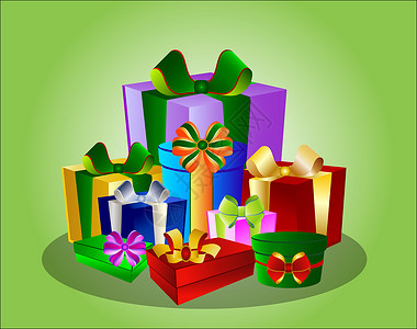 彩色礼品盒盒子礼物墙纸生日礼物盒丝带阴影插图背景图片
