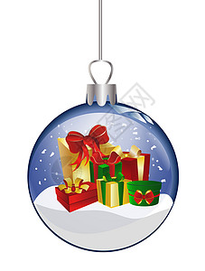 带有礼物的圣诞节玻璃球插图 B星星框架墙纸雪花背景图片