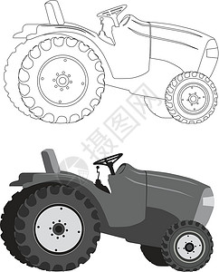 拖轨机械机器车辆农业车轮插图背景图片
