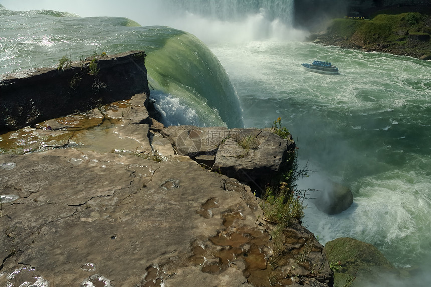 尼亚加拉瀑布力量瀑布薄雾地标溪流旅游风景游客悬崖岩石图片