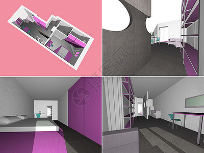 内房内部模式浴室家具计算机插图项目厨房桌子紫色沙发架子背景图片