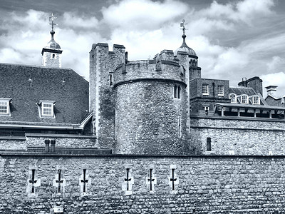 伦敦塔白色建筑地标石头纪念碑城堡建筑学黑色地牢监狱背景图片