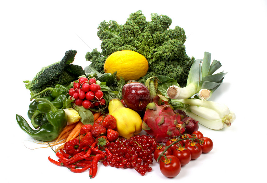 水果和蔬菜韭葱健康辣椒洋葱钻孔黄瓜肋骨浆果烹饪食物图片