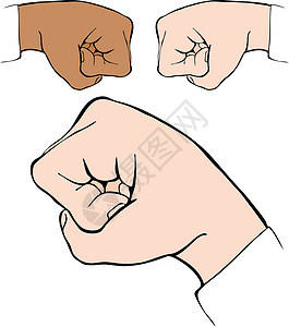 拳头形象拳击弹艺术碰撞夹子商业团伙涂鸦白色绘画拳头草图插画