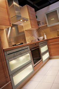 厨房桌子冰箱生活用餐橱柜大厦房间内阁财产家具火炉高清图片素材