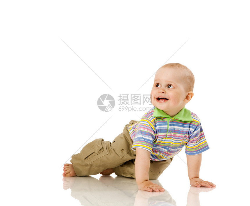 一岁男孩闲暇孩子专注儿童愿望追求金发幸福沉思男生图片