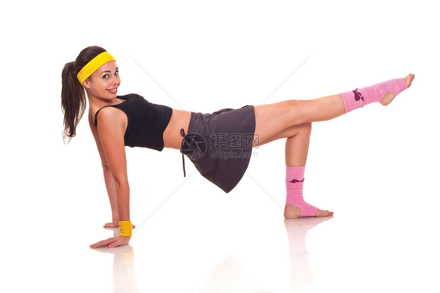 年轻女孩做运动身体女性活动练习女士体操姿势数字行动图片
