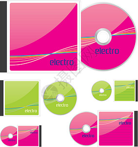 光盘包装可完全编辑的矢量彩色光碟和有电子布局 可随时使用的插件设计图片