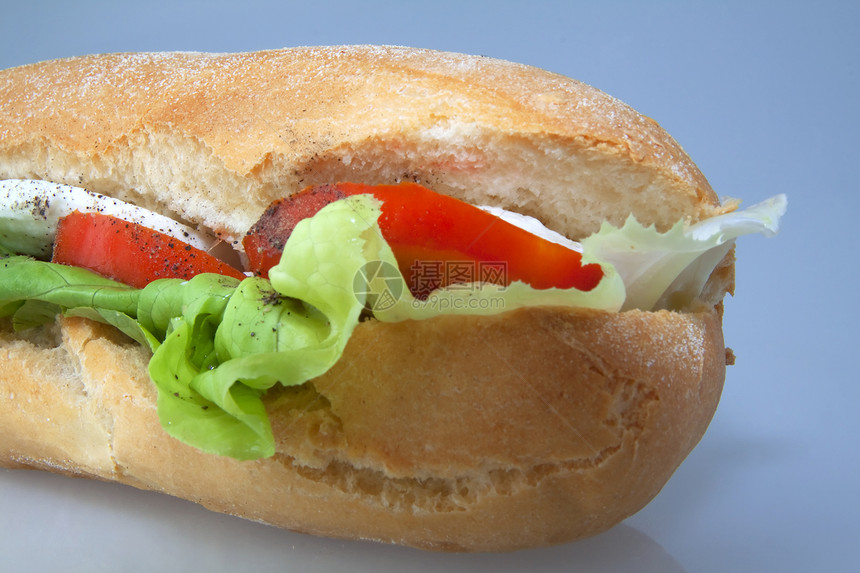 意式三明治芝士种子食物面包沙拉白色小吃芝麻营养午餐图片