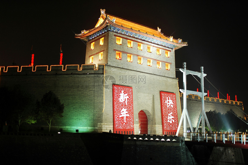 中国西安市墙和城门图片
