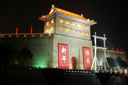 中国西安市墙和城门背景图片