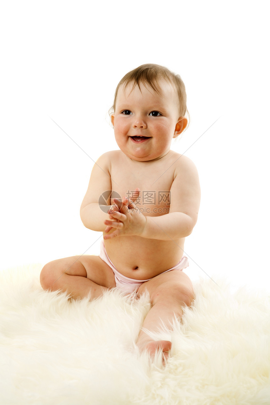 婴儿宝宝幸福好奇心乐趣毛皮孩子女儿儿童童年白色快乐图片