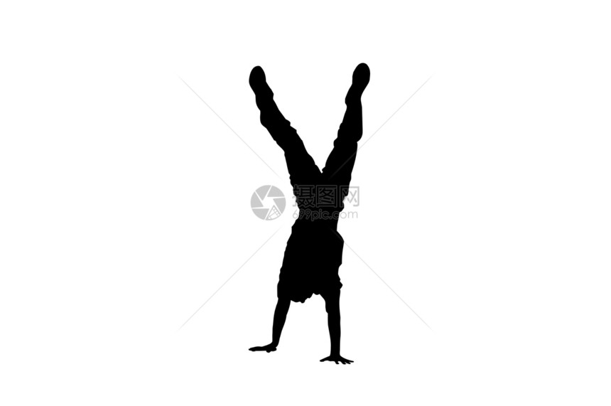 一个人在白色背景下跳断层舞的男子的背影图片
