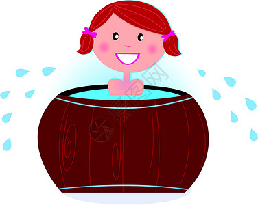 泡菊花澡一个女孩洗完桑拿澡后 泡在冷桶浴缸里插画