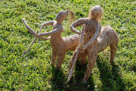 雕塑制作几只稻草百分厘米背景