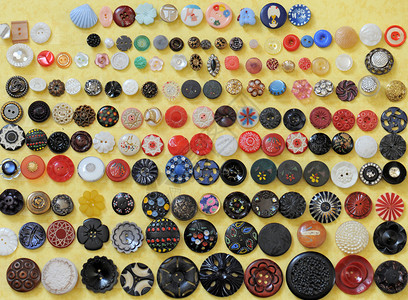收藏按钮不同的颜色按钮圆圈纺织缝纫衣服团体收藏工业背景