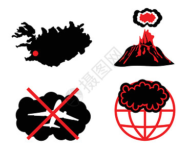 冰岛火山火山灰云插画