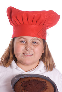 儿童贝克组织甜点女性白色女孩蛋糕面包青少年面包师平底锅烘烤厨师高清图片素材
