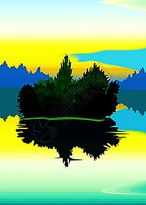 向量 风景插图免费天空相片山脉规划照片草原湖泊岛屿背景图片