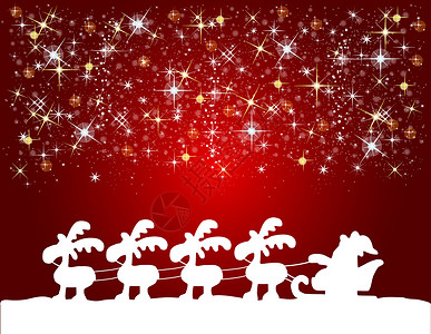 带有的圣诞节背景插图雪花雪橇星星背景图片