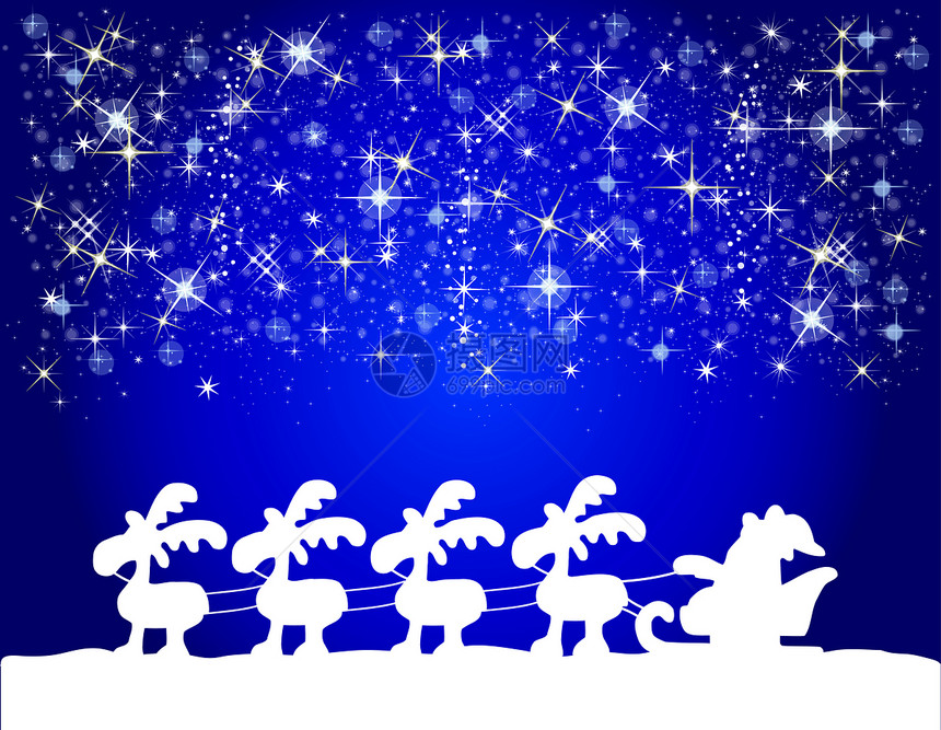 带有的圣诞节背景插图星星雪橇雪花图片