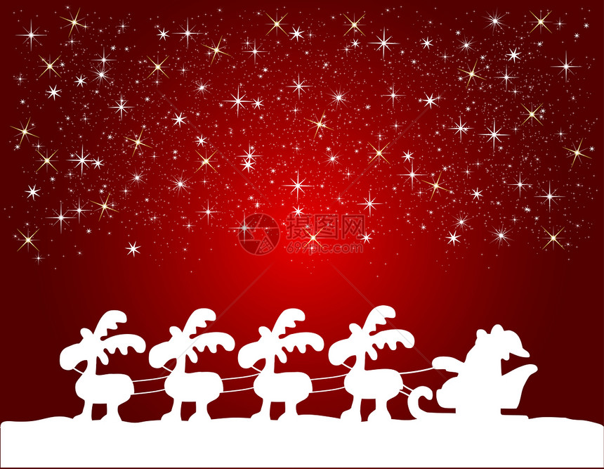 带有的圣诞节背景插图星星雪花雪橇图片