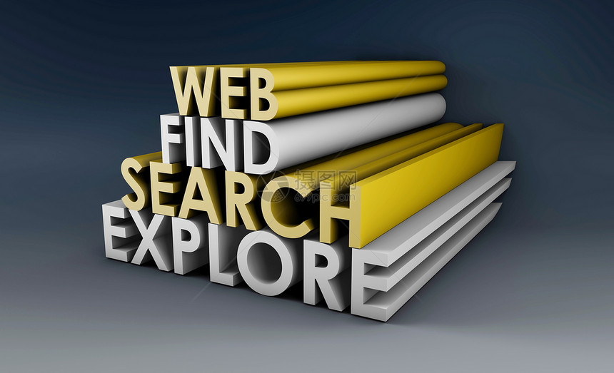 搜索网页蓝色探索网址网站学习广告牌新闻数据互联网概念图片