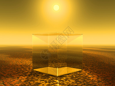 玻璃立方体长方形地平线荒野全球插图天空太阳透明度背景图片