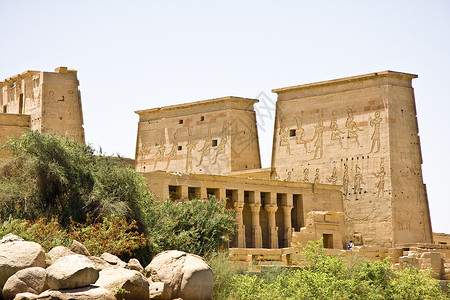 菲莱庙废墟浮雕首都文字旅游石头人面壁画狮身神话高清图片