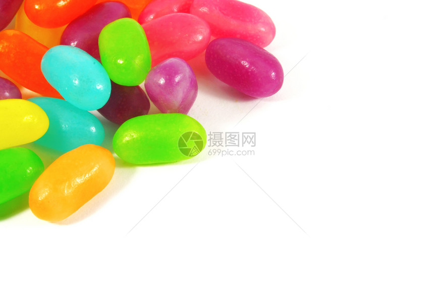 果冻豆白色味道软糖食物团体小吃蓝色水果零食紫色图片