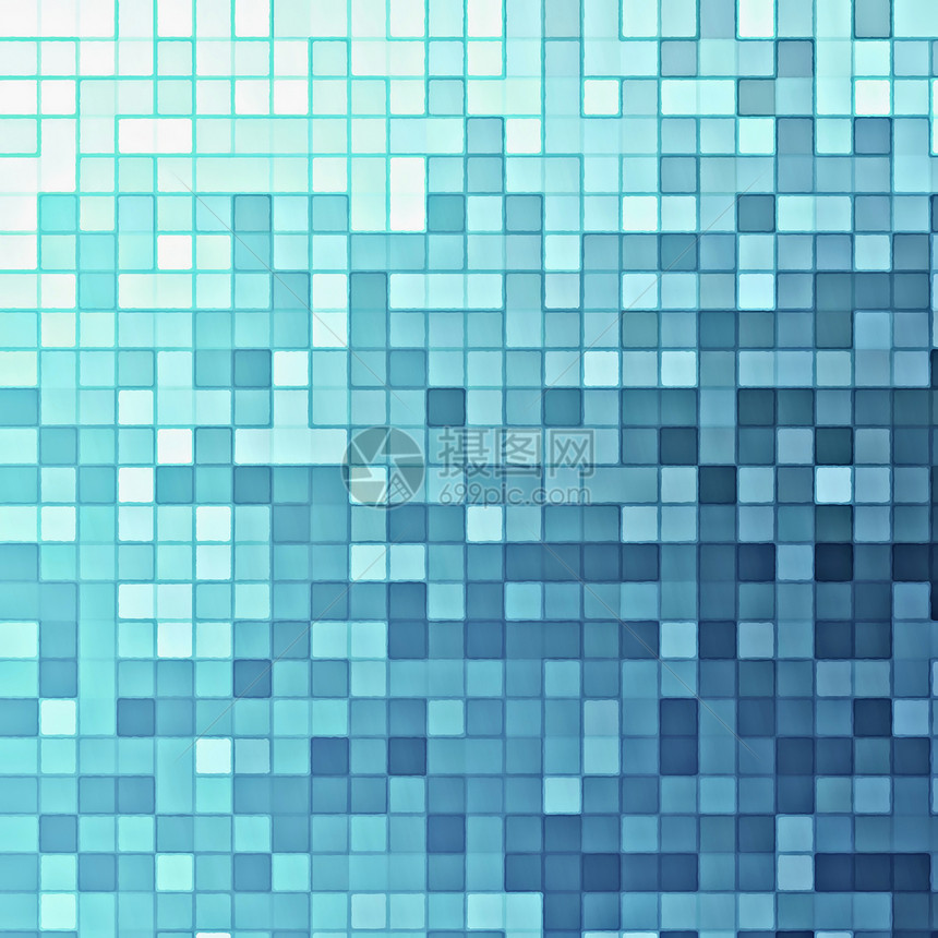 蓝玻璃广场边缘绿色概念技术插图马赛克立方体几何学酒吧白色图片