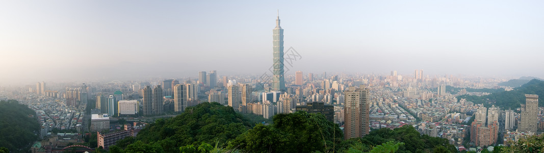 宽楼距台北天线全景城市风景背景