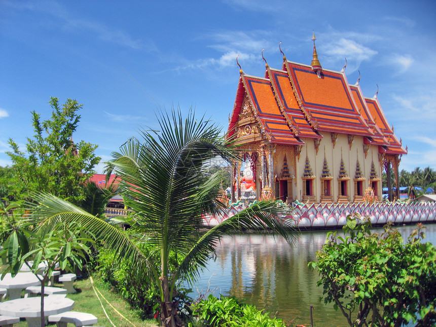泰国寺庙 2007年假期雕像宗教花园红色天空石头建筑金子建筑学图片