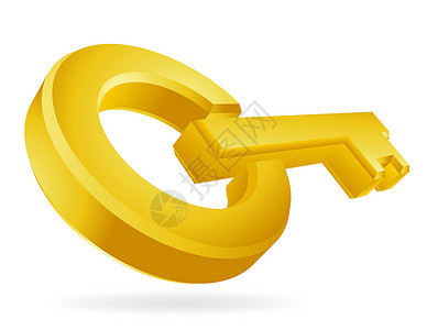 金钥匙插图安全隐私金属秘密金子解决方案白色钥匙黄色背景图片