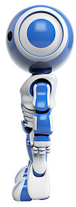 蓝机器人常站边背景图片