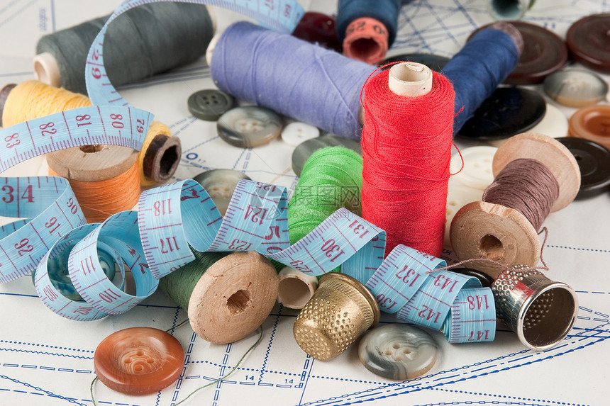 缝纫用品宏观维修织物裁缝工具统治者羊毛爱好测量配饰图片