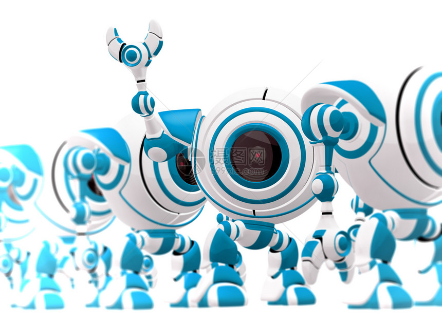 小型机器人挥舞时和常备外出电子产品玩具领导工具吉祥物蓝色圆形相机间谍摄像头图片