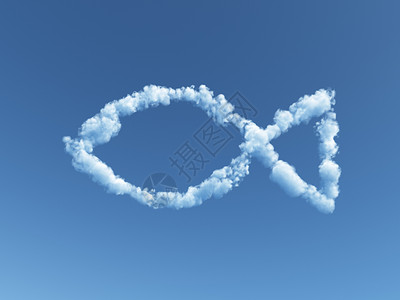 乌云多云的鱼类符号背景图片