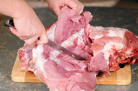 切肉腰部食物粉色火腿红色厨房牛扒烹饪美食熏肉背景图片