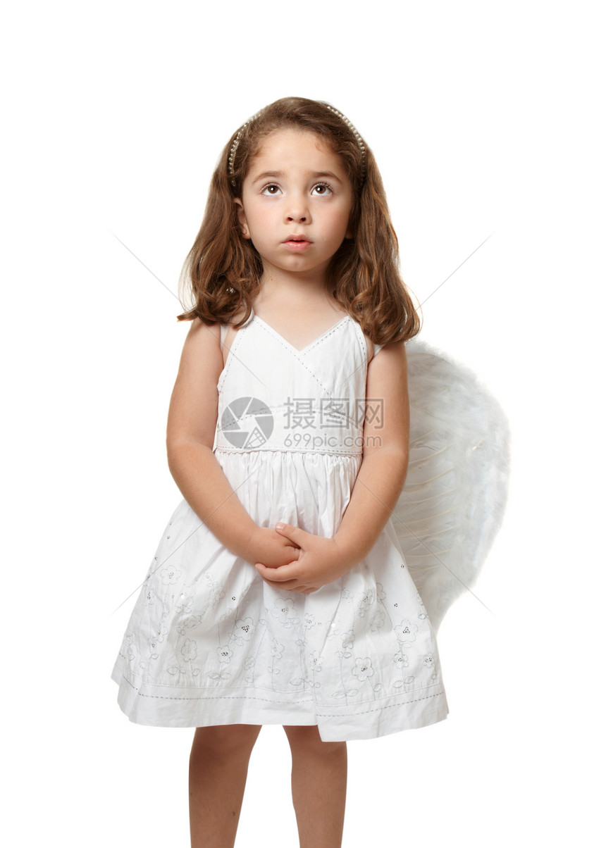 小天使孩子 平静地仰望天堂图片