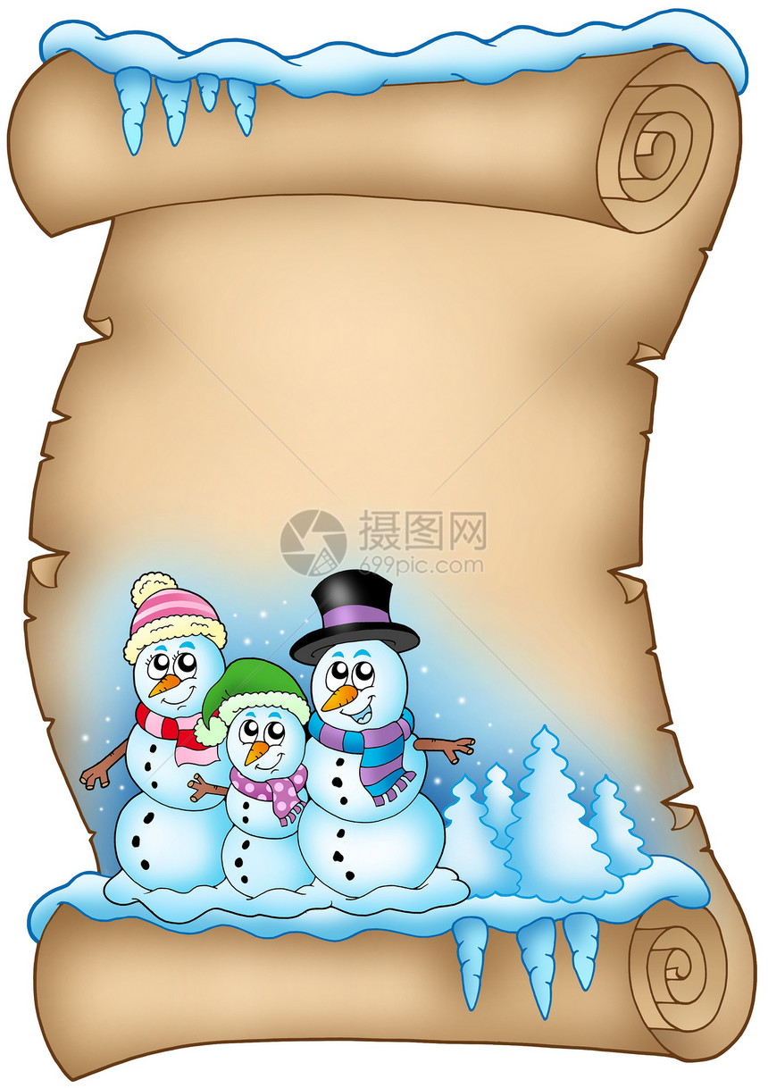 雪人家庭冬季造纸图片