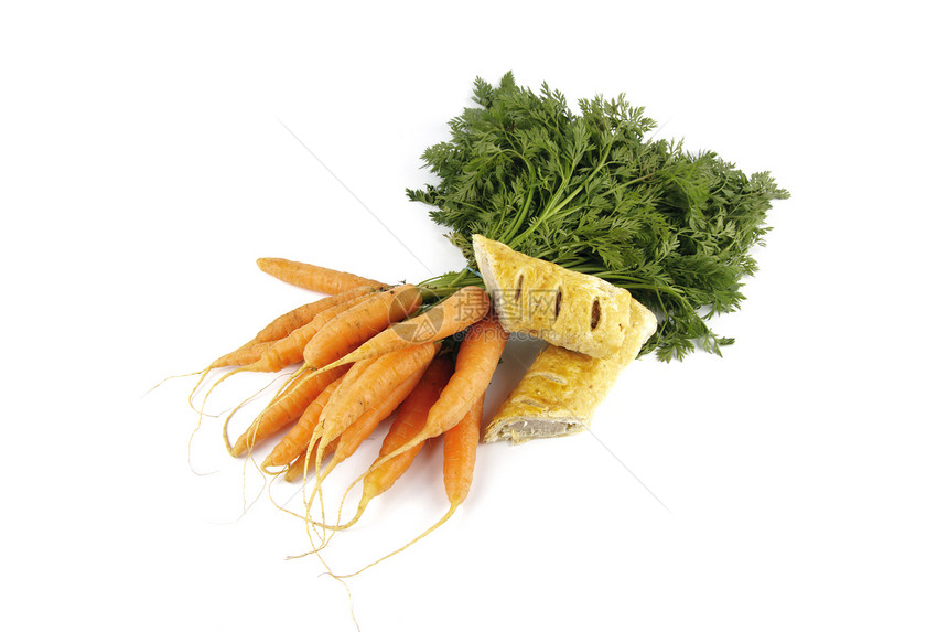 胡萝卜和香菜卷馅饼食物植物饮食糕点沙拉香肠烹饪美味叶子图片
