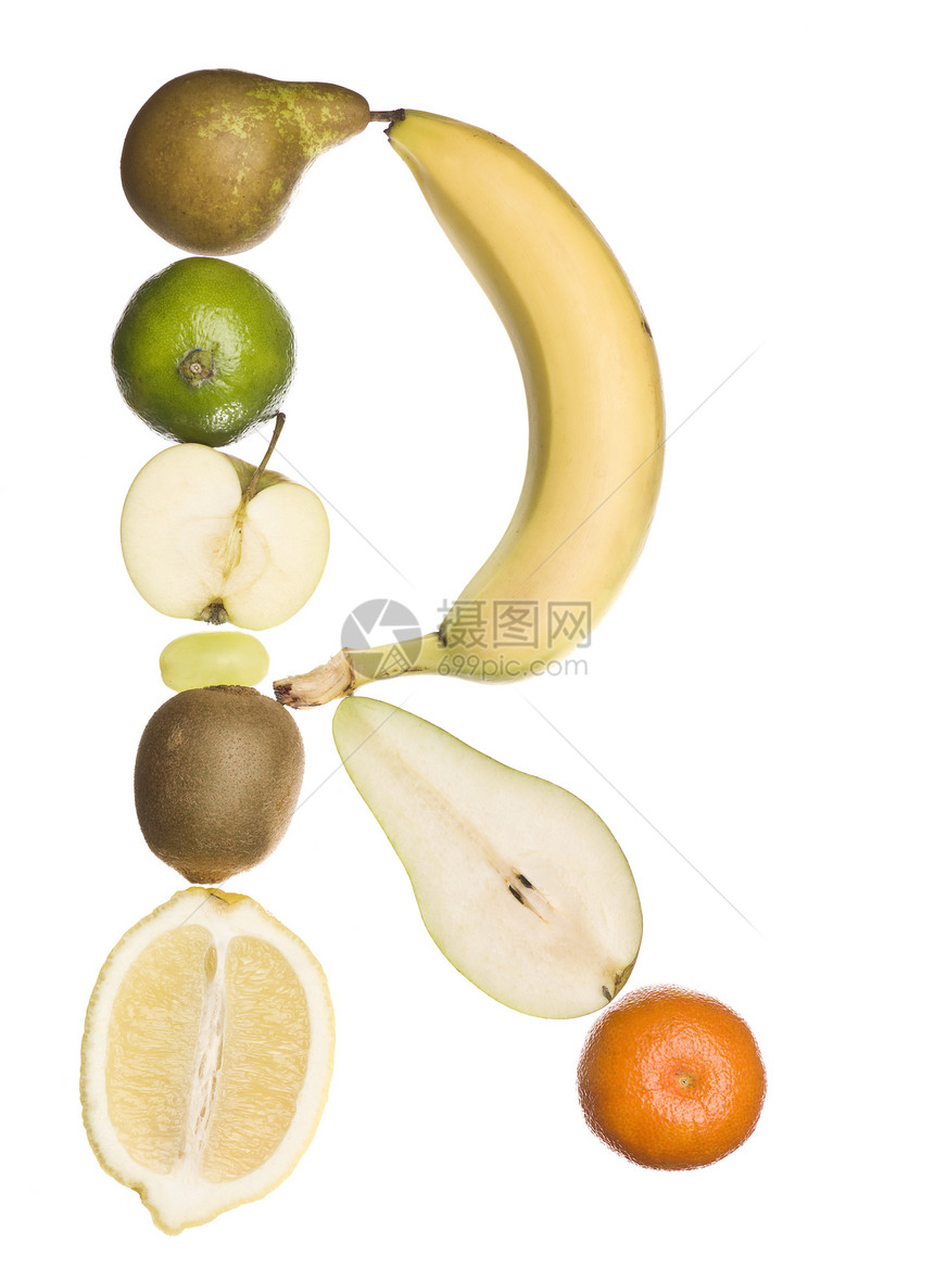 字母“ R” 由水果制成图片