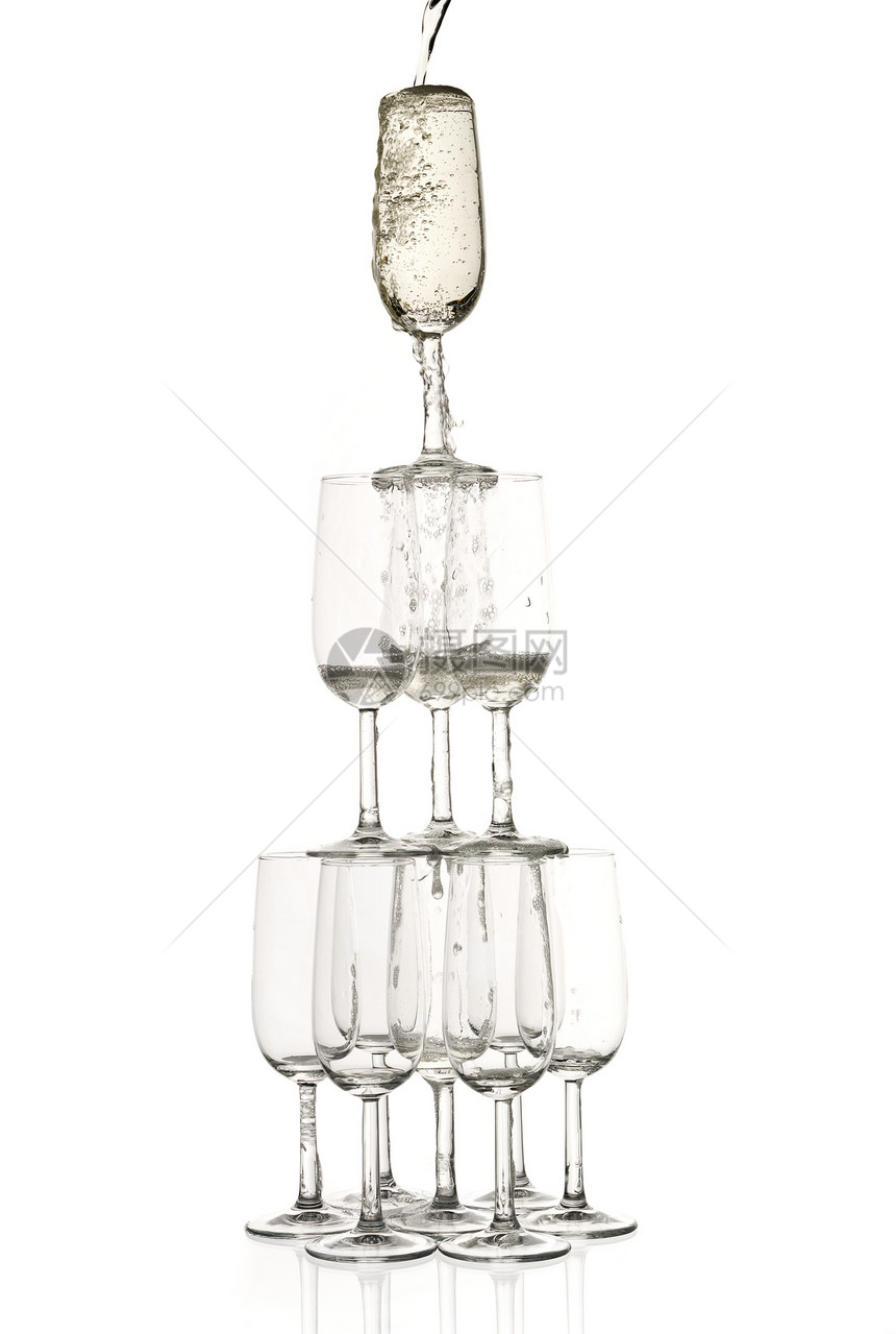 香槟杯 白色上孤立的香槟杯图片
