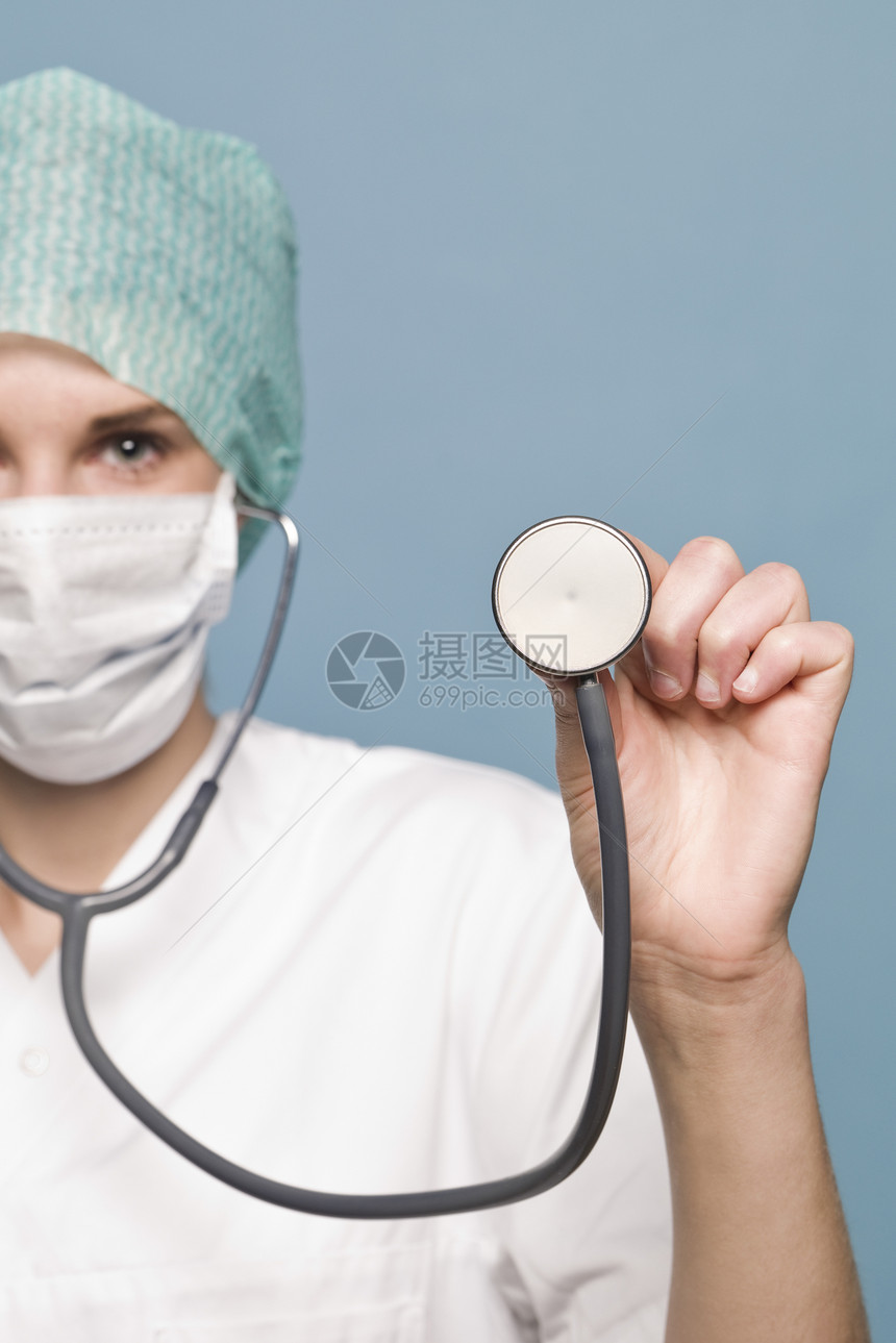 护士带听诊器保健成人女性科学家口罩医院医护人员面具手术全科图片