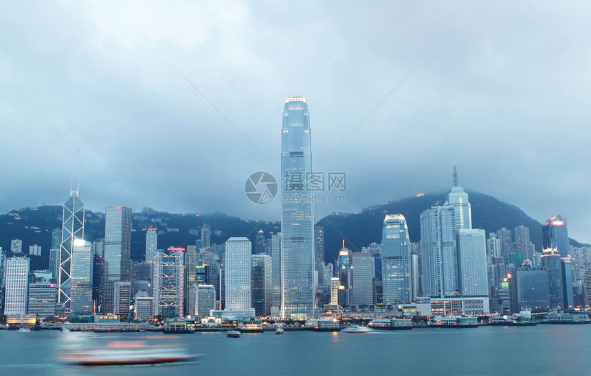 维多利亚港的神奇时刻 香港场景码头蓝色城市金融建筑旅行天际港口经济图片