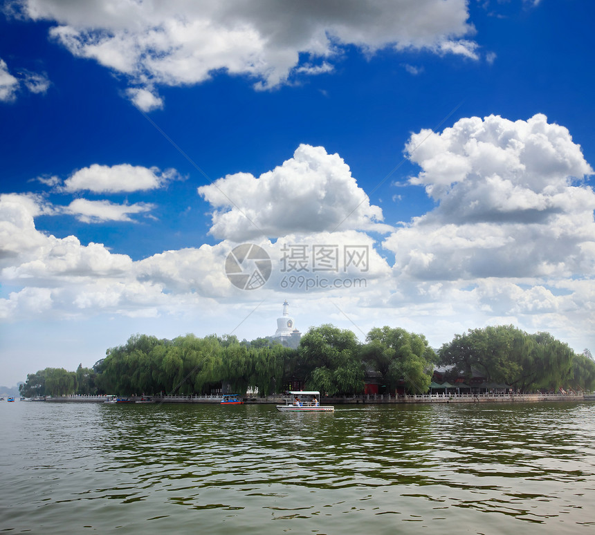 北京紫禁城附近的Beihai公园历史游客绘画首都城市皇帝地标公园宝塔吸引力图片