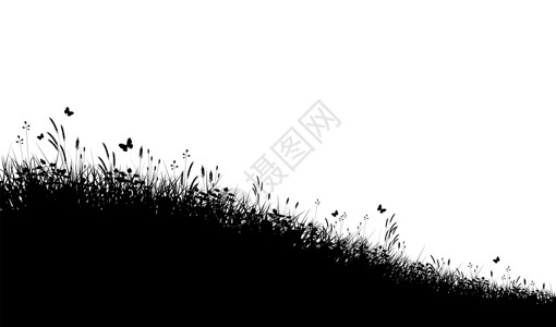草地草农村插图白色元素爬坡草原蝴蝶栖息地乡村牧场背景图片
