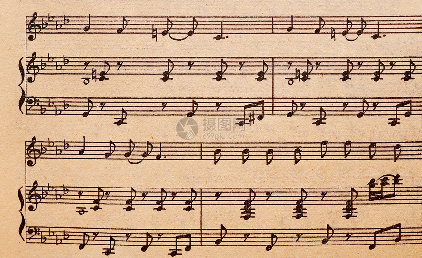 在旧纸页上的音乐笔记 用于背景圣歌音乐会歌曲作曲家床单作品分数旋律交响乐乐队图片